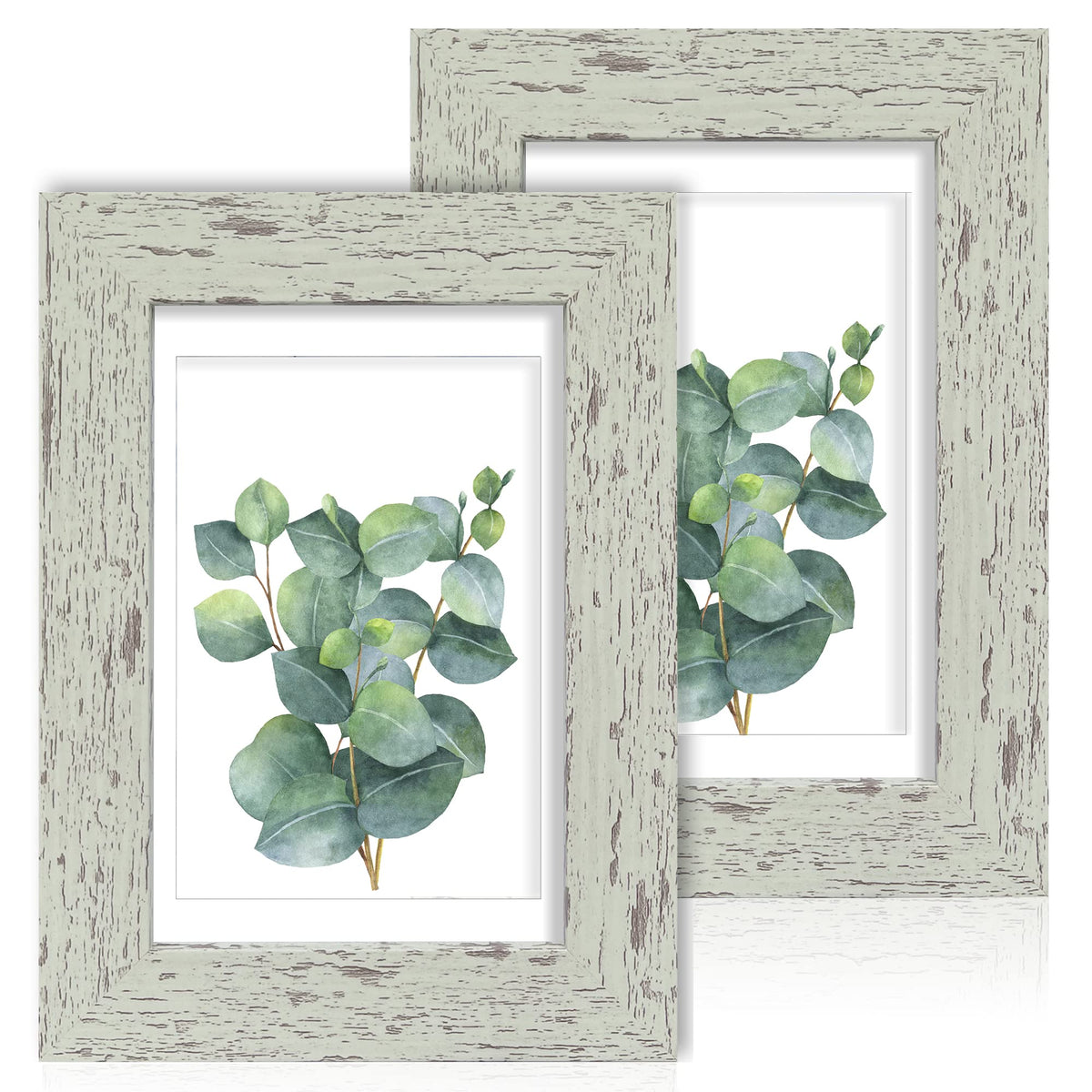 Hongkee 8x11 Picture Frame Set of 2, Real Glass, Rustic Brown Wood Frame
