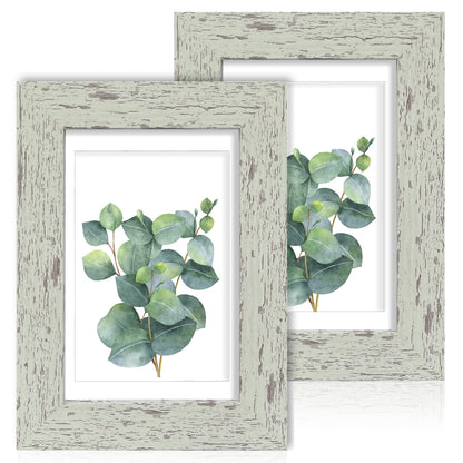 Hongkee 8x11 Picture Frame Set of 2, Real Glass, Rustic Brown Wood Frame