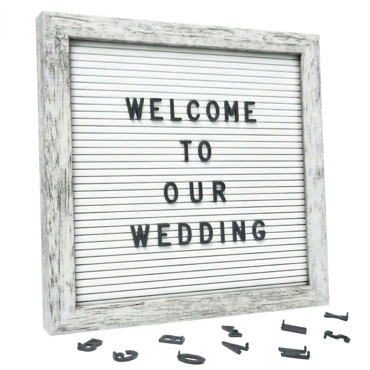 White Felt Letter Board 10x10in, 336 Letters, Wood Frame Message Board