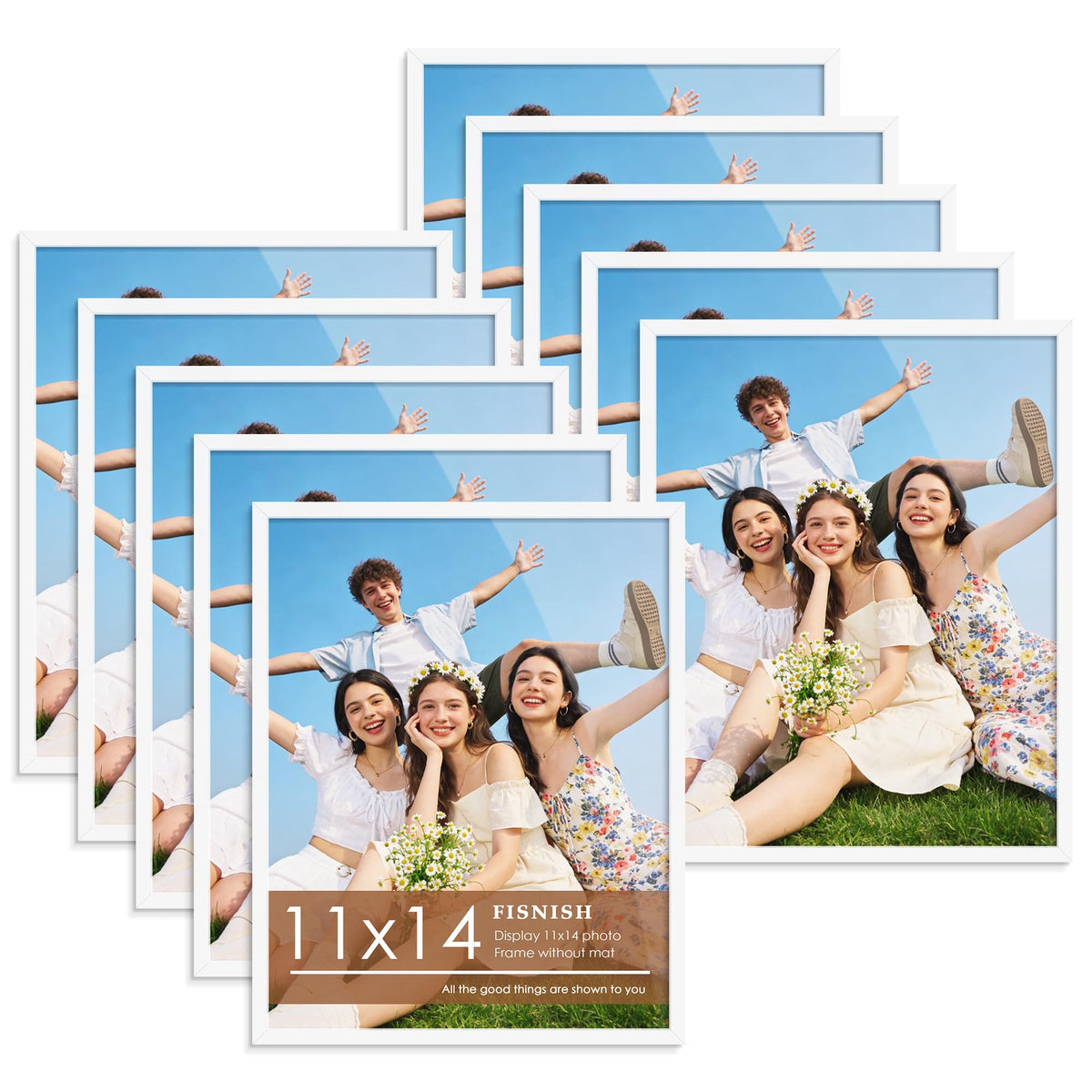 12x12 Picture Frame Sef of 10, for Wall Gallery Decor, Black