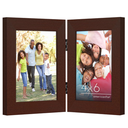 Americanflat Hinged 8x10 Picture Frame with Shatter-Resistant Glass - Double Picture Frames with Engineered Wood - Signature Collection - Photo Frame for Tabletop Display - Black