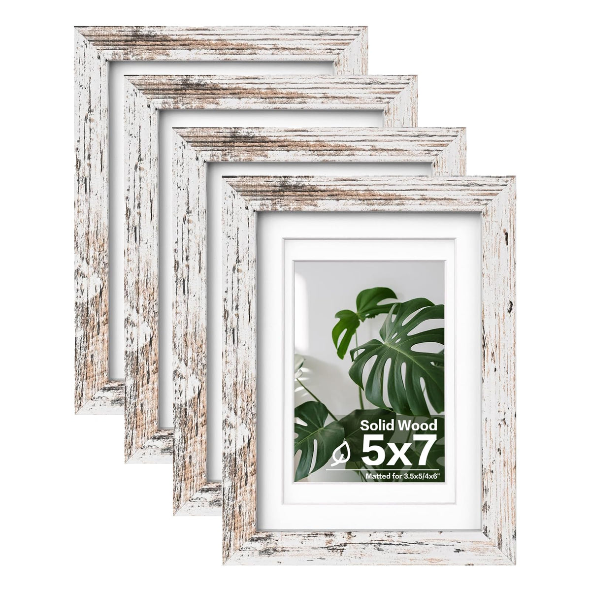 Egofine 8x10 Picture Frames Set of 4, Made of Solid Wood Covered by Plexiglass 4x6 and 5x7 with Mat or 8x10 without Mat, for Table Top Display and Wall Mounting Photo Frame Black