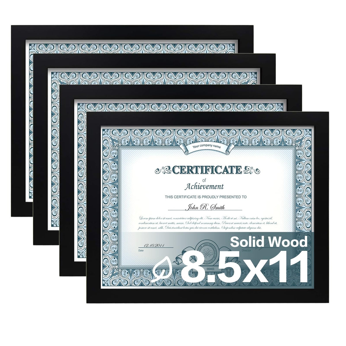 Egofine 8x10 Picture Frames Set of 4, Made of Solid Wood Covered by Plexiglass 4x6 and 5x7 with Mat or 8x10 without Mat, for Table Top Display and Wall Mounting Photo Frame Black