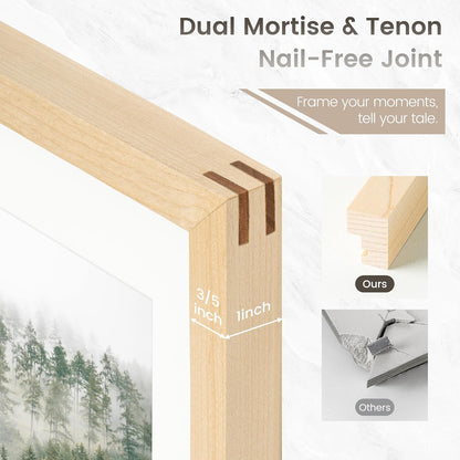4x6 Picture Frame, USA-Sourced Natural Maple Wood Photo Collage Frame with HD Tempered Glass, Modern Simple 4 x 6 Wooden Frame Matted to 3.5x5, Gallery Wall Frames for Art, Wall or Tabletop Display