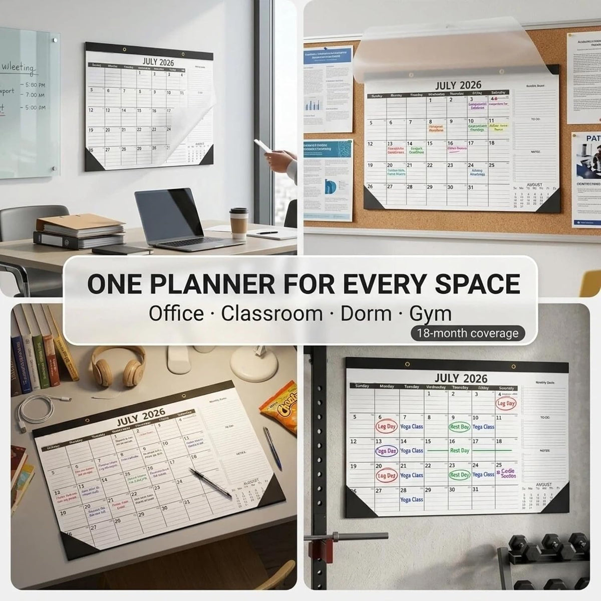 Versatile Desk Calendar 2026-2027 - 18 Month Wall & Desktop Planner (July 2026 - Dec 2027), 17" x 12" Large Monthly Pad, 170um Protective Film & 300g Cardboard for Efficient Workspace