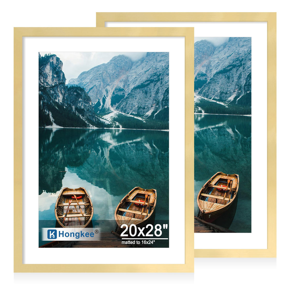 Hongkee 8x11 Picture Frame Set of 2, Real Glass, Rustic Brown Wood Frame