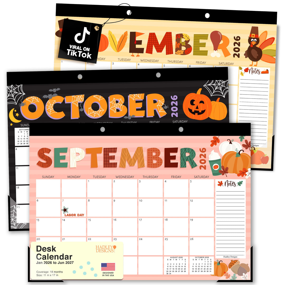 Large Desk Calendar 2026 - Desktop Calendar 2026-2027