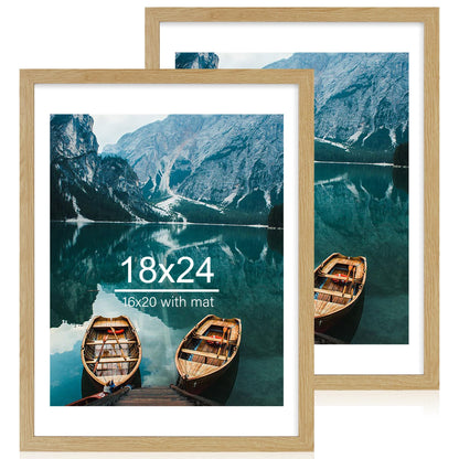 Hongkee 8x11 Picture Frame Set of 2, Real Glass, Rustic Brown Wood Frame