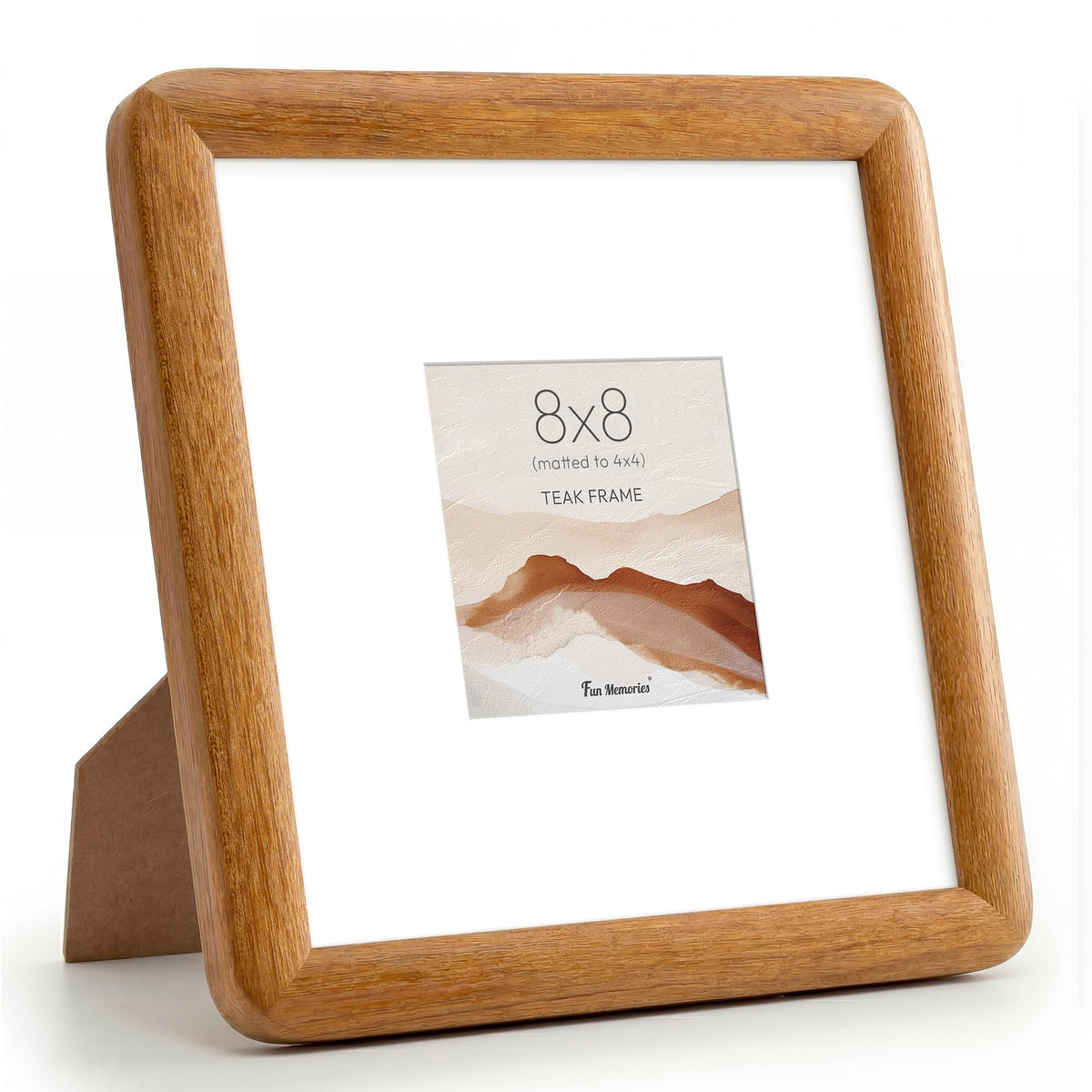 6x6 Picture Frame, USA-Sourced Walnut Wood Photo Frame with Tempered Glass, Handcrafted Rustic Farmhouse Frame for Wall & Tabletop Display, Matted to 4x4