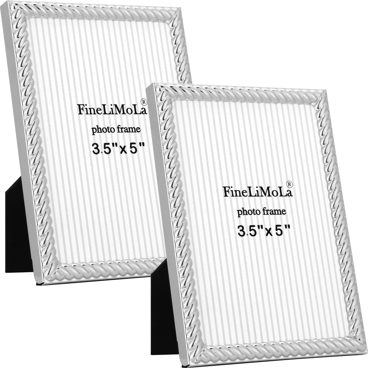 5x7'' Silver Rope Design Metal Picture Frames with Hi Quality Velvet Backing and Real Glass Front,Silver Photo Frame 7x5'' for Desktop Display Or Wall Hanging