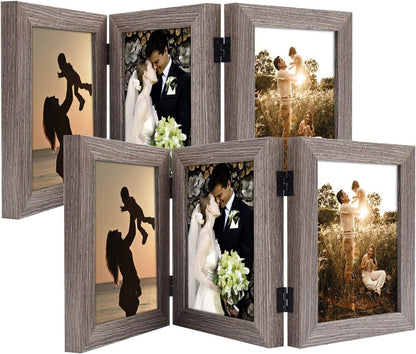 Golden State Art, 5x7 Triple Picture Frame Black- Real Glass, 1 Pack