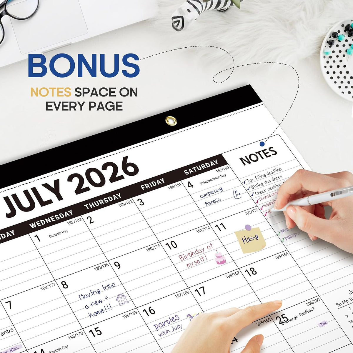 Taja 3 Pack of Desk Calendar 2026-2027, Jul 2026-Dec 2027, 17" x 12"