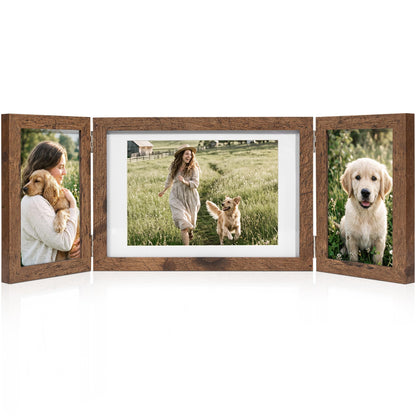Afuly 3 Picture Frame 4x6 Black 5x7 Collage Triple Photo Frames for Desk