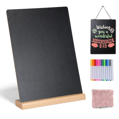 11.7x16.5 Inch Tabletop Chalkboard with Wood Base, Menu Chalkboard Stand, Message Board, Bar and Special Event Decorations, Hanging Double-Sided Chalkboards Sign for DIY Home Decoration-Walnut