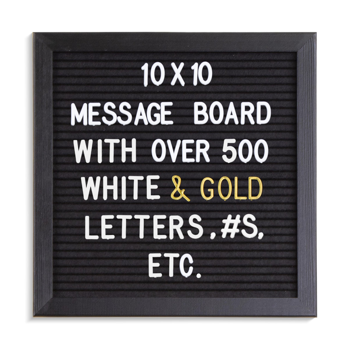 Real Wood Framed Felt Letter Board, Changeable Message Board, 10" x 10", Folding Stand and Wall Mount, 500+ Pieces of White & Gold Letters, Numbers, Words & Symbols, by Better Office Products (Rustic