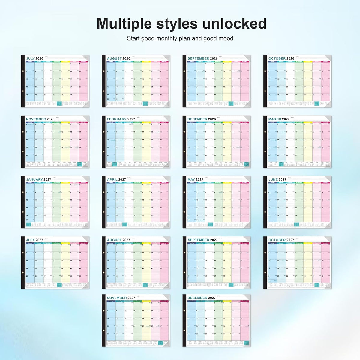 COMIX Desk Calendar 2026-2027, Large 22" x 17" Monthly Desktop Planner Pad with Frosted Cover, 18 Months July 2026 to December 2027, Side Bound Thick 120 GSM Paper for Office School Home