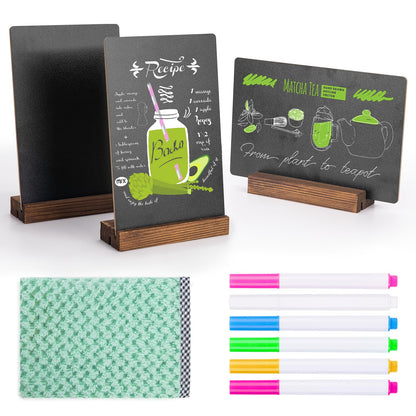 6Pcs Tabletop Chalkboard Sign, 7.8x5 Inch, Double-Sided, Base Stands