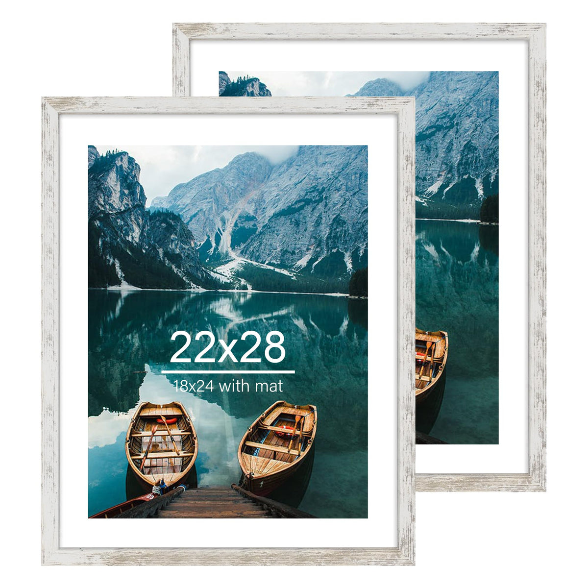Hongkee 8x11 Picture Frame Set of 2, Real Glass, Rustic Brown Wood Frame