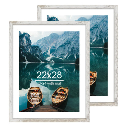 Hongkee 8x11 Picture Frame Set of 2, Real Glass, Rustic Brown Wood Frame