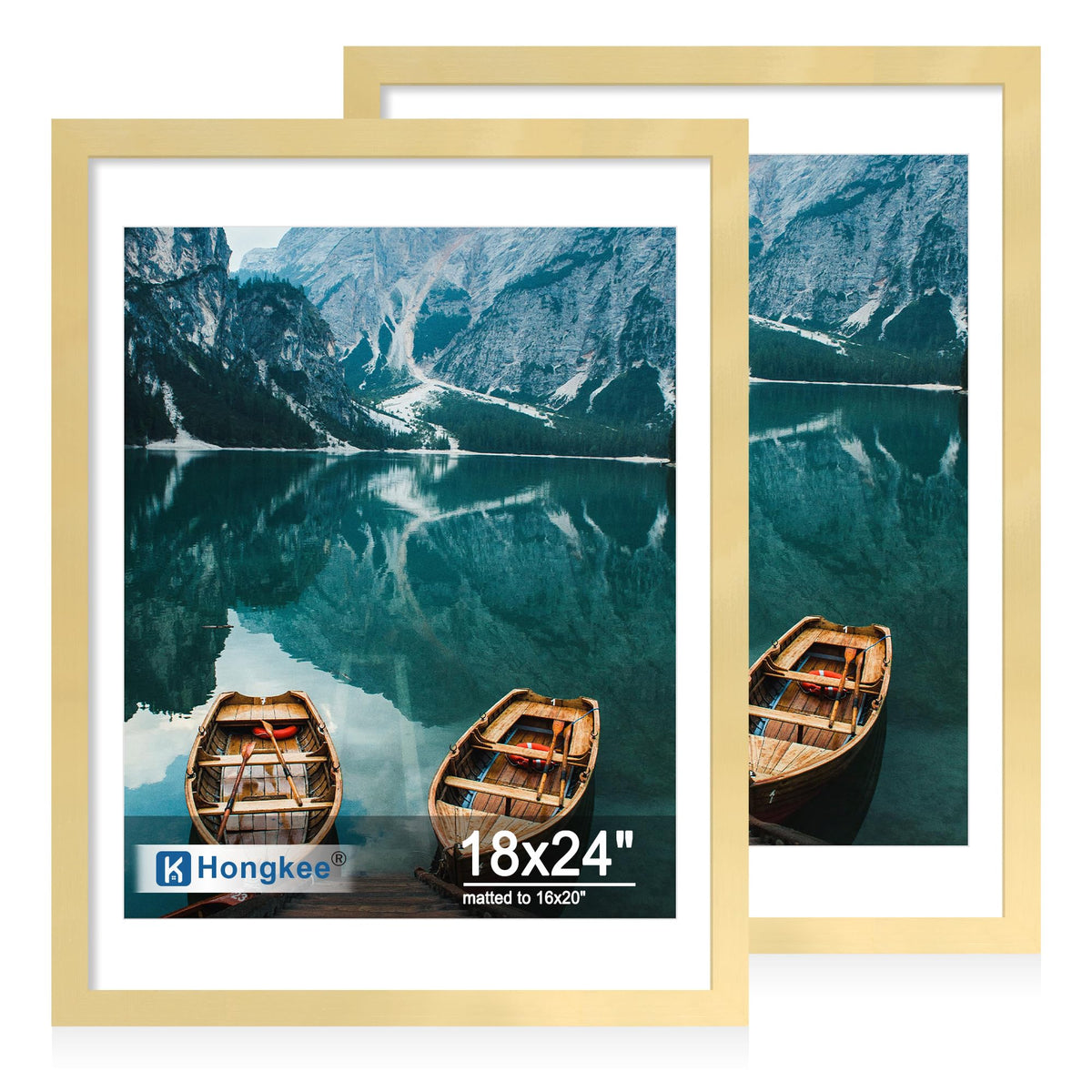 Hongkee 8x11 Picture Frame Set of 2, Real Glass, Rustic Brown Wood Frame