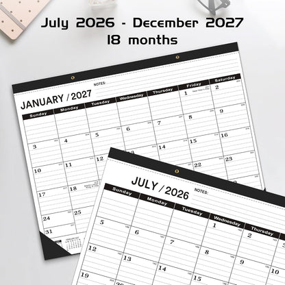 Desk Calendar 2026-2027 large 22 x17 (July 2026-December 2027) 2026-2027 Desk Calendar Large 22 x17,Classic Black Calendar 2027,Calendar 2027 with Plastic Cover