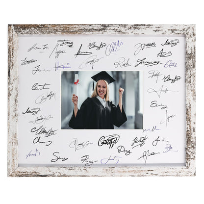 GarduationMall 11x14 Signature Picture Frame Holds 5x7 Photo with White Mat for Wedding Graduation | Wall or Tabletop Display