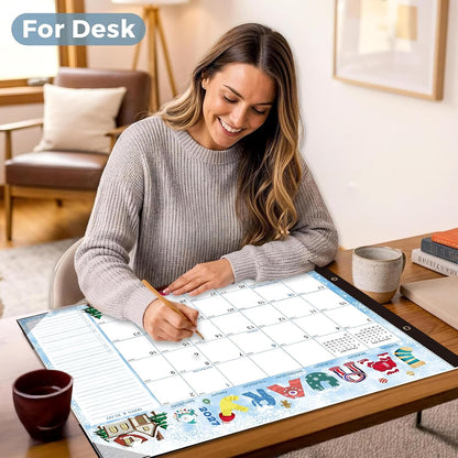 2027-2028 Desk Calendar - 22" x 17", 18 Month Desk Calendar January 2027 - June 2028, Large Monthly Desktop Calendar with Plastic Cover, Thick Paper, Corner Protectors (2 Stickers Included)
