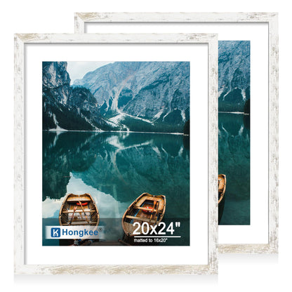 Hongkee 8x11 Picture Frame Set of 2, Real Glass, Rustic Brown Wood Frame