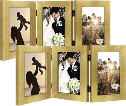 Golden State Art, 5x7 Triple Picture Frame Black- Real Glass, 1 Pack