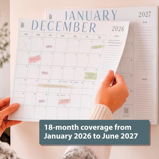 ETERNA GOODS 2026-2027 Flat Desk 18-Month Calendar, Simple Aesthetic Lay Flat Calendar in a Large 22" x 17" Size, Upgrade Your Desktop With a Modern Full Month View Calendar