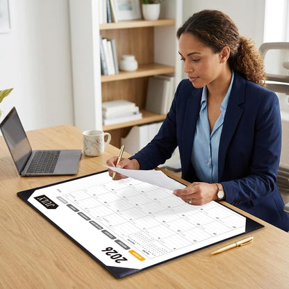 Desk Calendar 2026-2027, 22 x 17, Jun. 2026-Dec. 2027, PU Desk Pad