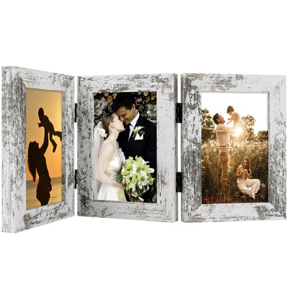 Golden State Art, 5x7 Triple Picture Frame Black- Real Glass, 1 Pack