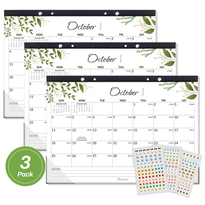 SUNEE Desk Calendar 2026 Large 22x17 from July 2026 to December 2027, Extra Large Desktop Monthly Calendar Pad 18 Months For Teacher or Office, Desk Top, Greenery