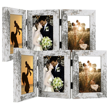 Golden State Art, 5x7 Triple Picture Frame Black- Real Glass, 1 Pack