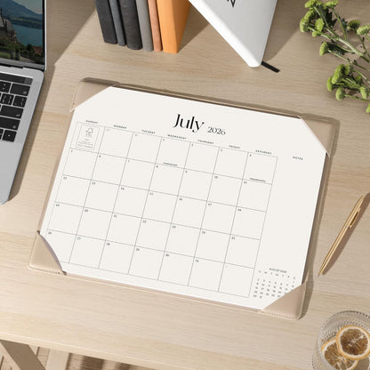 Cabbrix Desk Calendar 2026 with Desktop Mat, Simplified Medium Desk Pad Calendar 15" x 12" July 2026 to December 2027, Desk Blotter Calendar for Home School and Office (Apricot)