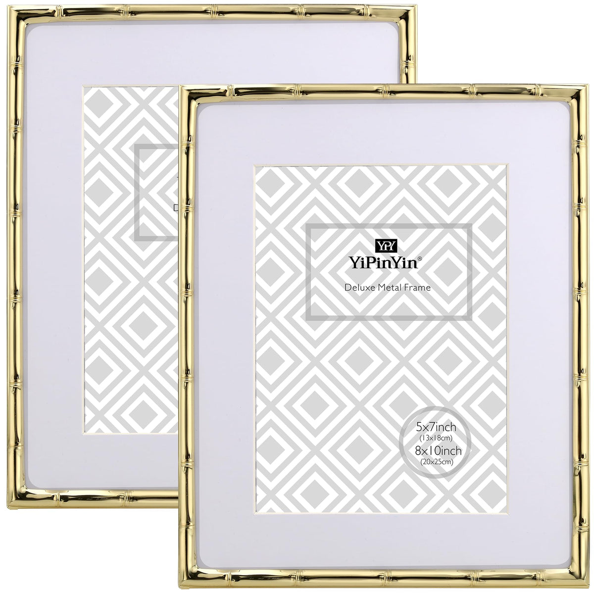 4x6'' Bamboo Detail Double Photo Frames,Silver 6x4'' Double Metal Picture Frames,Elegant Silver Plated Photo Frames 4 x 6'' With Soft Touch Velvet Backing and Real Glass for Desktop and Shelf Decor