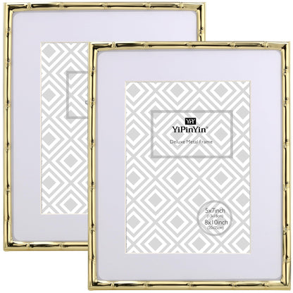 4x6'' Bamboo Detail Double Photo Frames,Silver 6x4'' Double Metal Picture Frames,Elegant Silver Plated Photo Frames 4 x 6'' With Soft Touch Velvet Backing and Real Glass for Desktop and Shelf Decor
