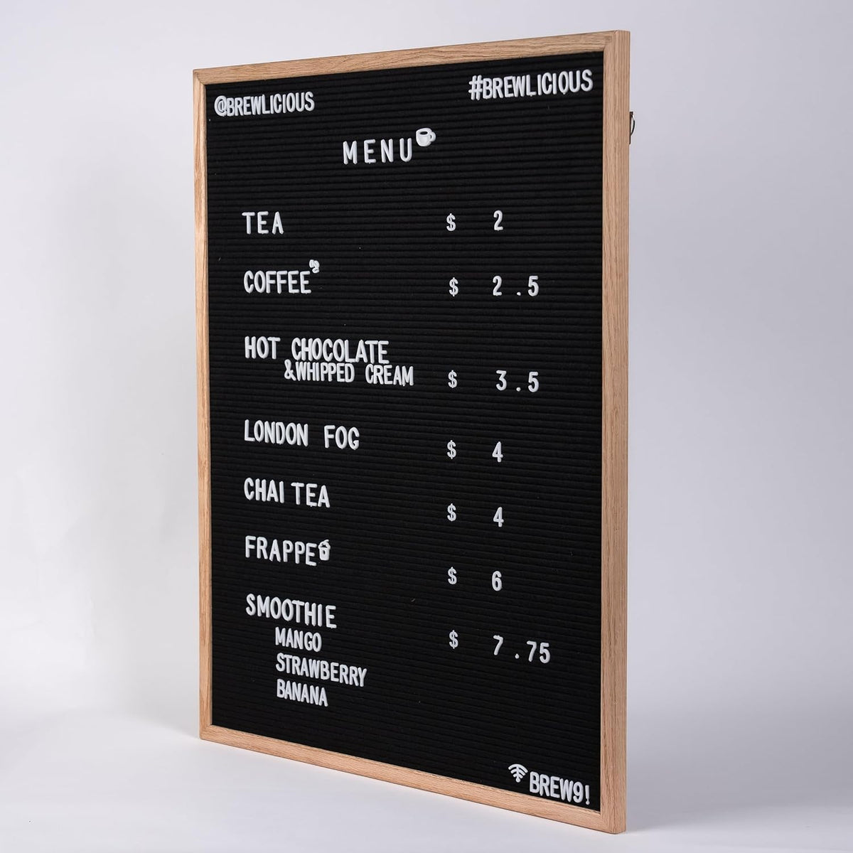 Large Black Felt Letter Board | 24"x30" Classy Dark Stained Wooden Frame with White Letters | Premium Changeable Sign Boards for Price List Message Letterboard With Stand for Small Business