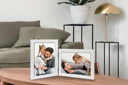 5x7 Vertical Horizontal Double Picture Frame, White Modern Wood Frame