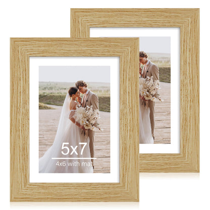 Hongkee 8x11 Picture Frame Set of 2, Real Glass, Rustic Brown Wood Frame