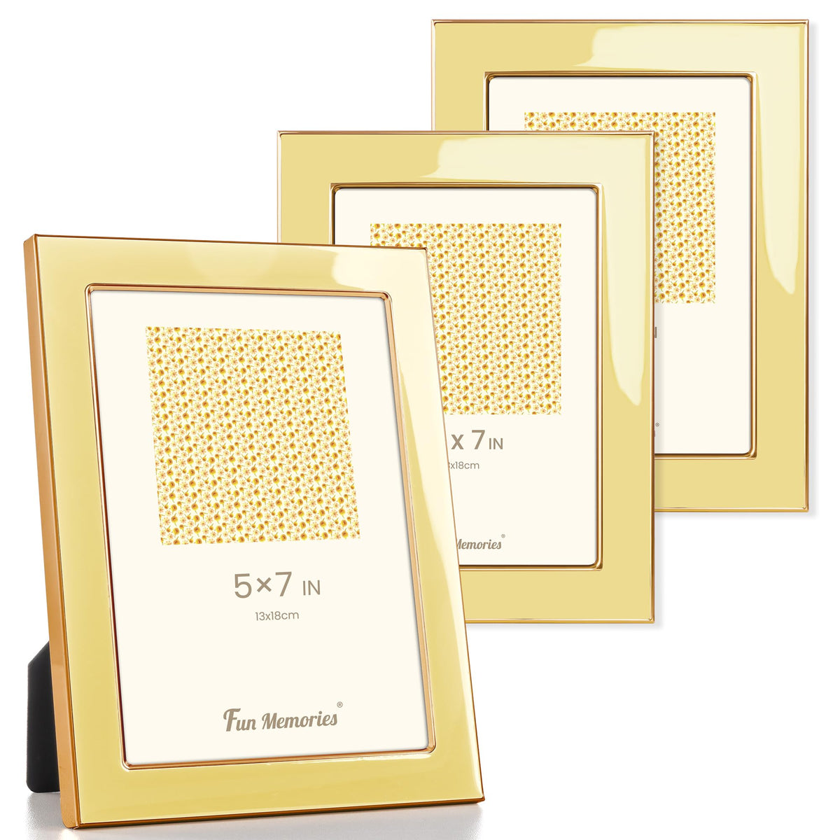 Fun Memories 4x6 Enamel Picture Frame with HD-Tempered Glass, Gold Metal Edge with Easel, Vertical & Horizontal Display, Wall and Tabletop Display Family Photo Gallery (White Enamel,1P)