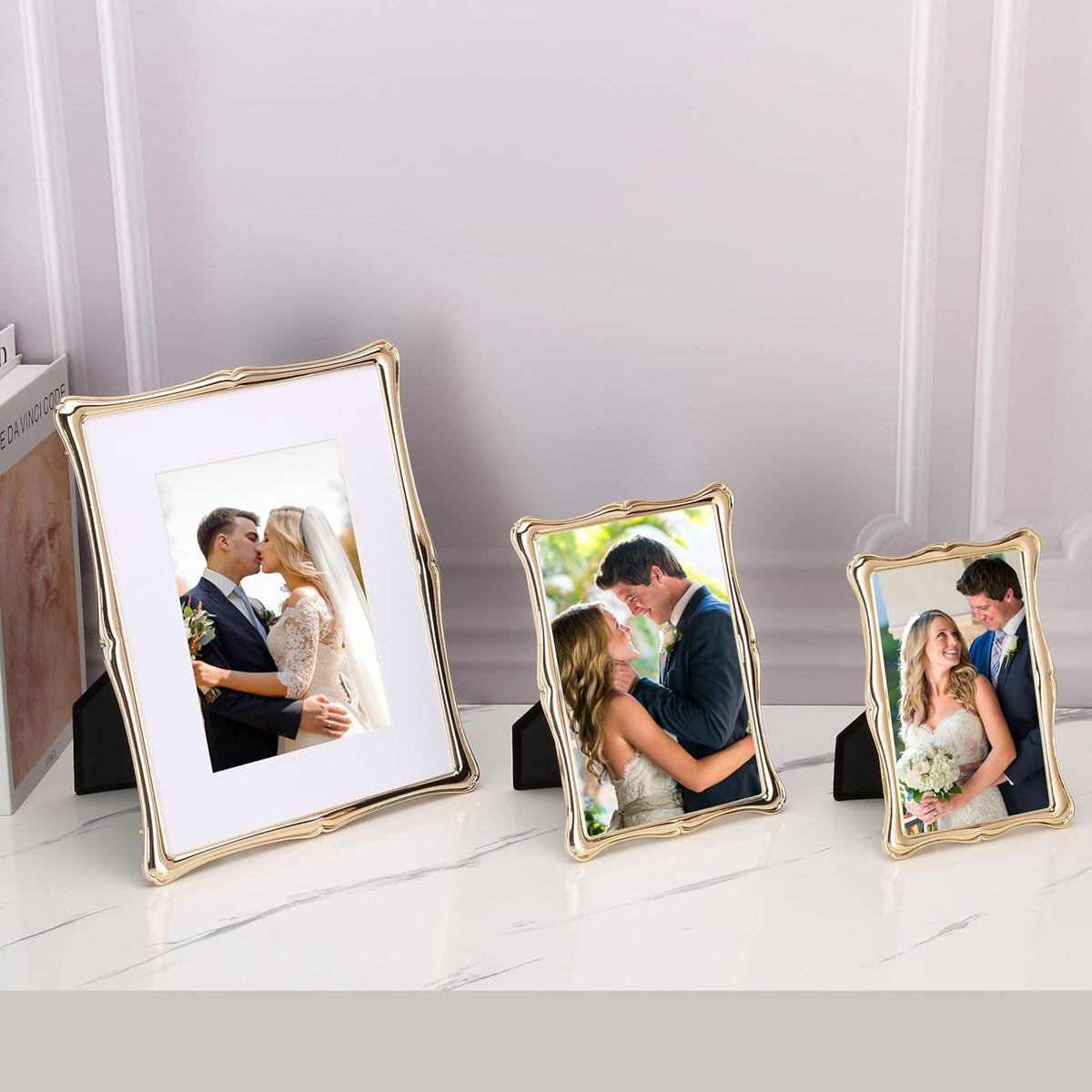 5 x7'' Premium Alloy Gold Photo Frame - Luxury Display Hi End Décor Picture Frames 7x5'' with Velvet Backing,Hi End Décor Metal Frames