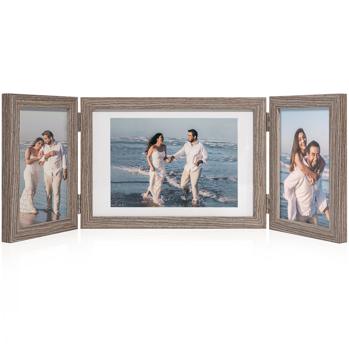 Afuly 3 Picture Frame 4x6 Black 5x7 Collage Triple Photo Frames for Desk