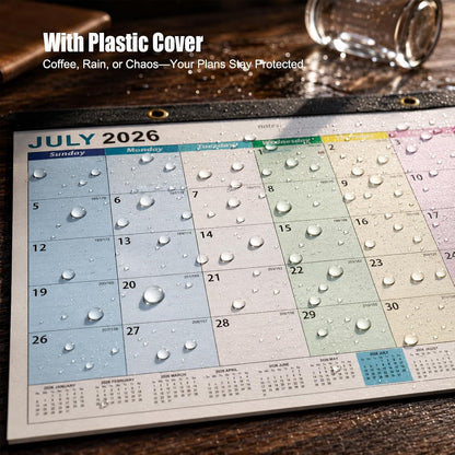 COMIX Desk Calendar 2026-2027, 17" x 12" Monthly Desktop Planner Pad with Frosted Cover, 18 Months July 2026 to December 2027, Thick 120 GSM Paper for Office School Home