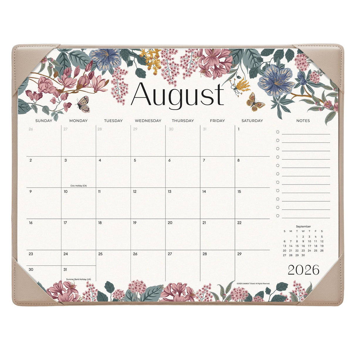 Cabbrix Desk Calendar 2026-2027 with Desktop Mat, Desk Pad Calendar From July 2026 to December 2027 15x12 inch, Desk Blotter Calendar for Home Office and School, Easy Planning, Gift for the Holidays