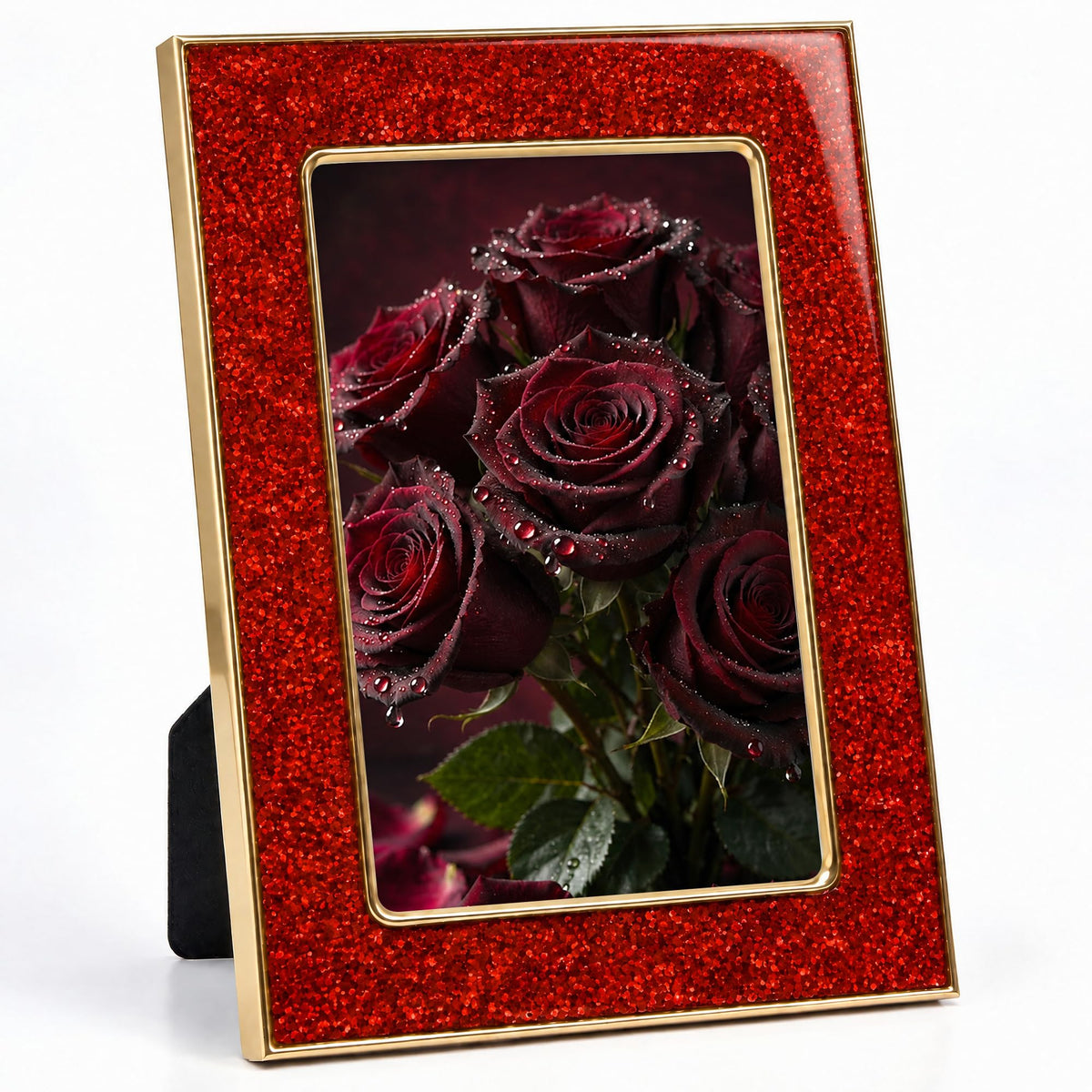 4x6 Enamel Picture Frame with Gold Metal Edge & HD Tempered Glass, Yellow