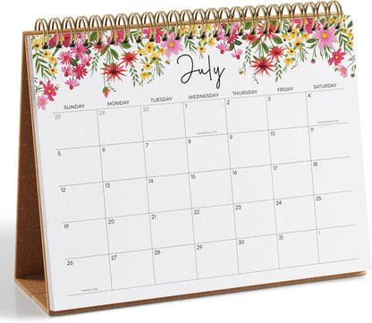 Small Desk Calendar 2026-2027, Jokotha Standing Flip Calendar, July 2026 to December 2027, 18 Month Desktop Calendar with Stickers & Floral Design, 8"x6"