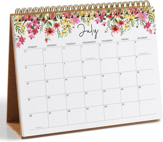 Small Desk Calendar 2026-2027, Jokotha Standing Flip Calendar, July 2026 to December 2027, 18 Month Desktop Calendar with Stickers & Floral Design, 8"x6"