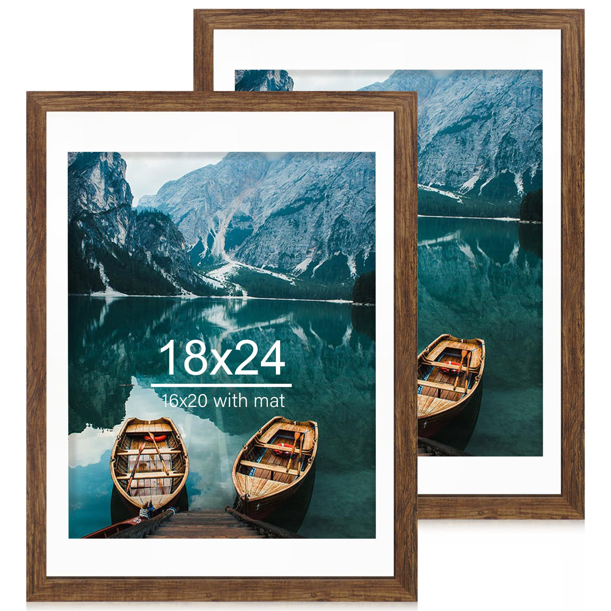 Hongkee 8x11 Picture Frame Set of 2, Real Glass, Rustic Brown Wood Frame