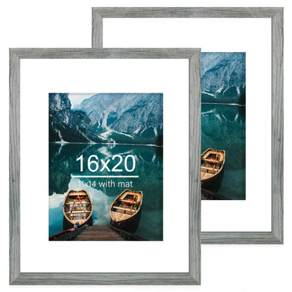Hongkee 8x11 Picture Frame Set of 2, Real Glass, Rustic Brown Wood Frame